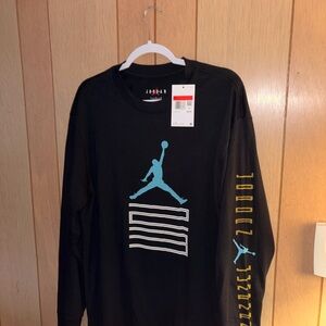 Jordan Gamma Black Long Sleeve Shirt with Blue Logo